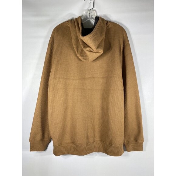 Smiths Workwear Mens Sherpa Bonded Thermal Knit Zip Hoodie Jacket Large Brown - Picture 5 of 9